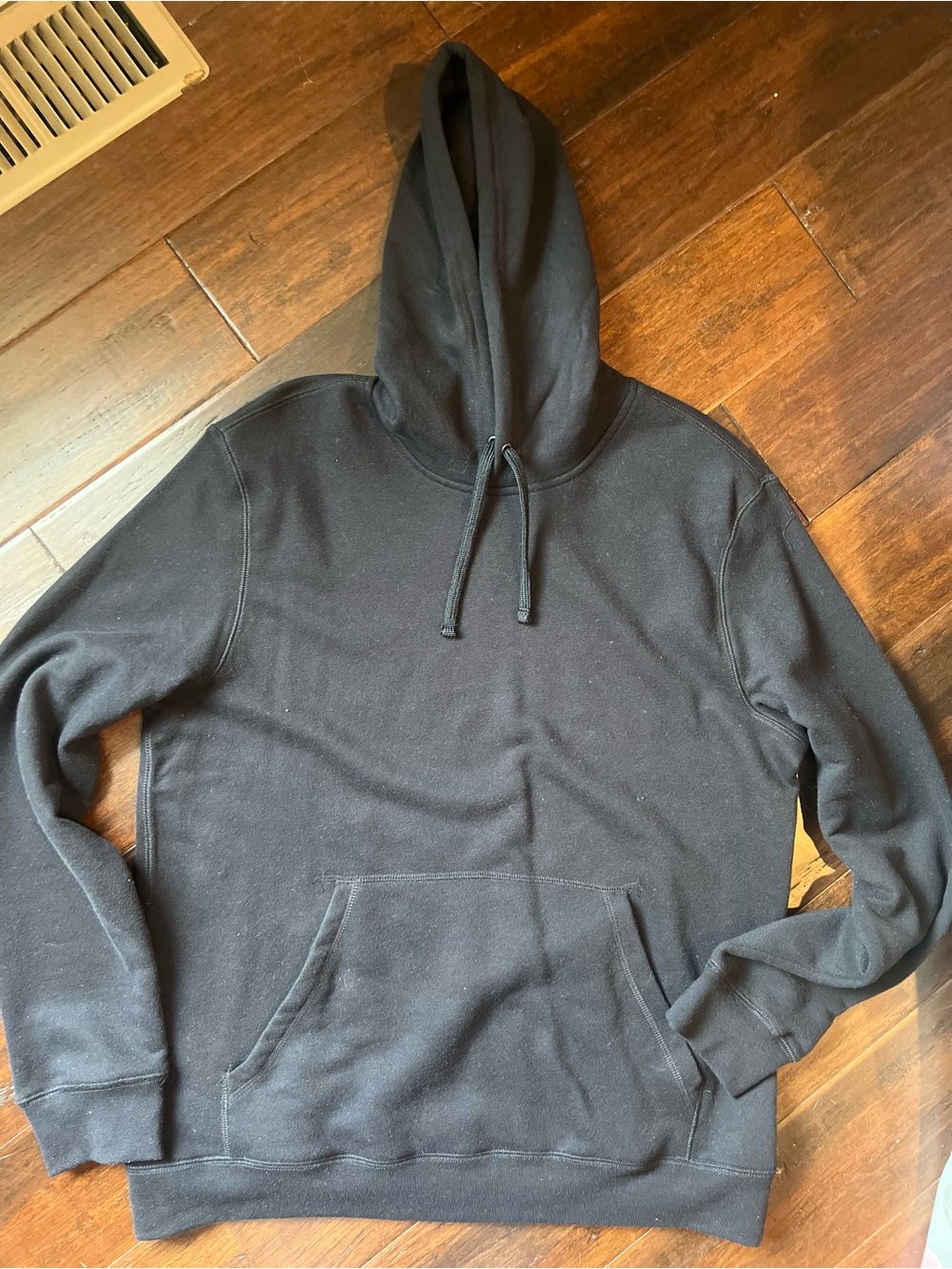 tek gear Black Hooded Pullover Sweatshirt with Kangaroo Pocket - medium